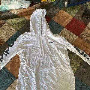 White Adidas Long Sleeve T-Shirt with hood